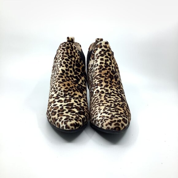 Qupid Brown Leopard Print Fashion Boots Chunky Heel Ankle Boots - Picture 6 of 8